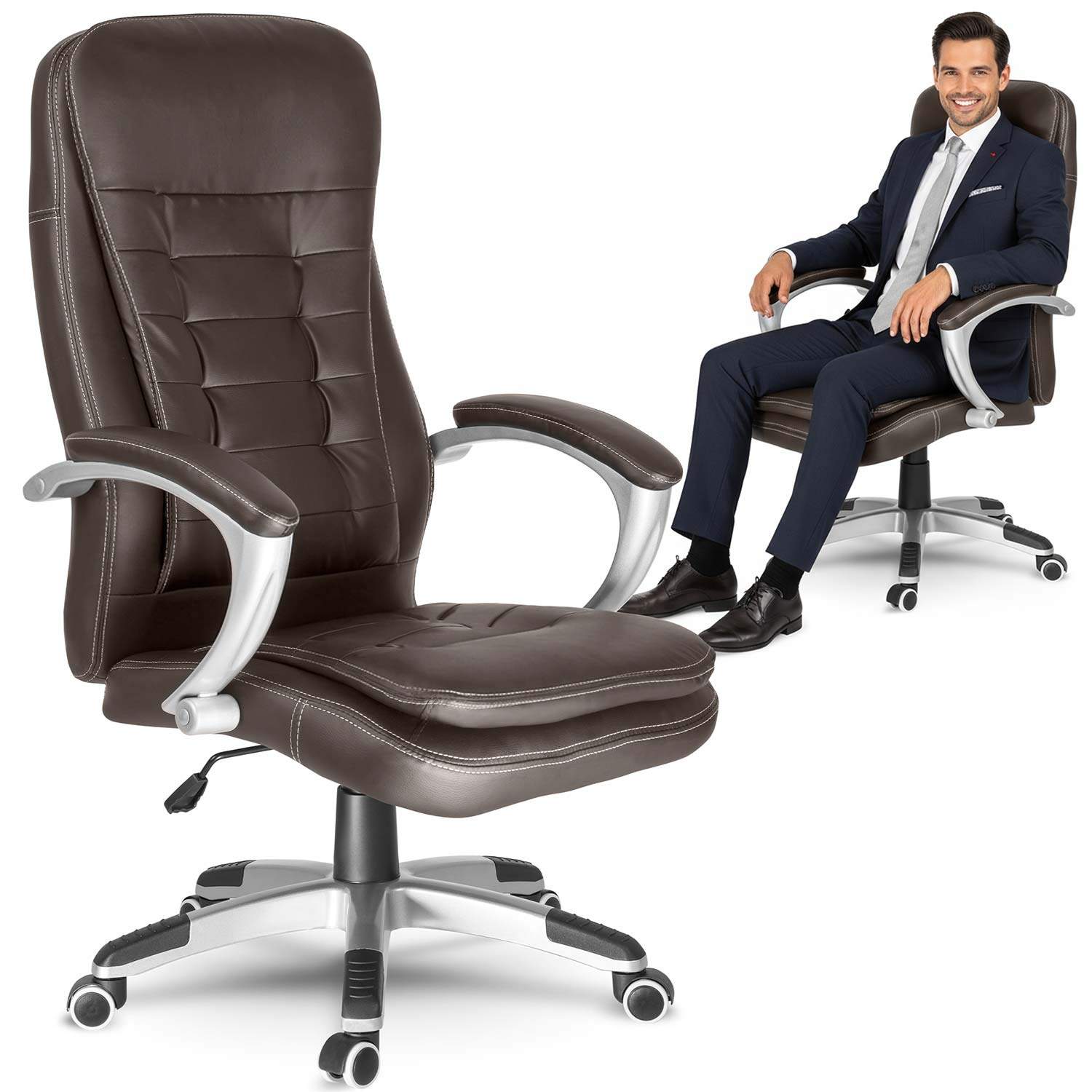 Ergonomisk kontorstol, mørkebrun – justerbar komfort