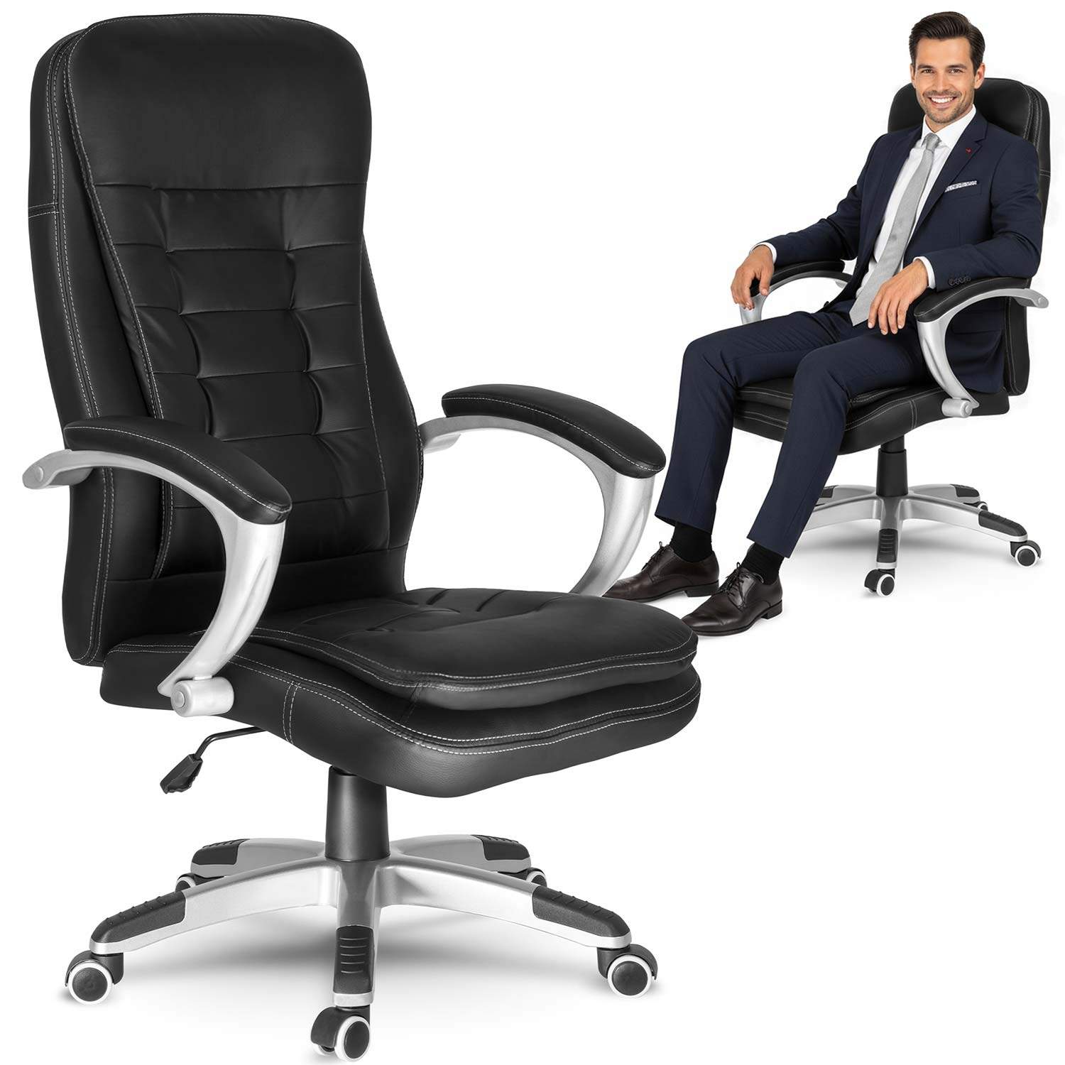 Ergonomisk sort kontorstol med justerbar højde