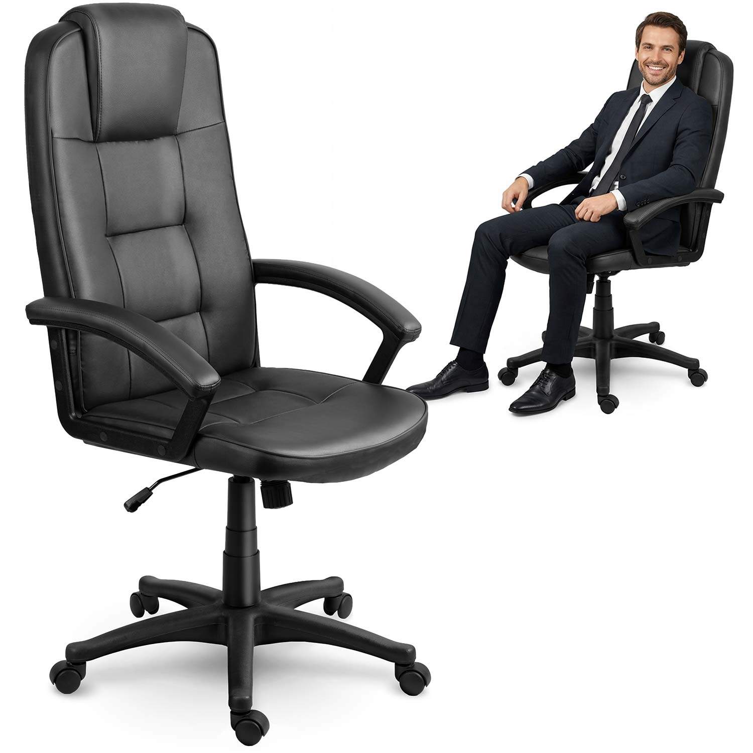 Ergonomisk sort kontorstol med justerbar højde