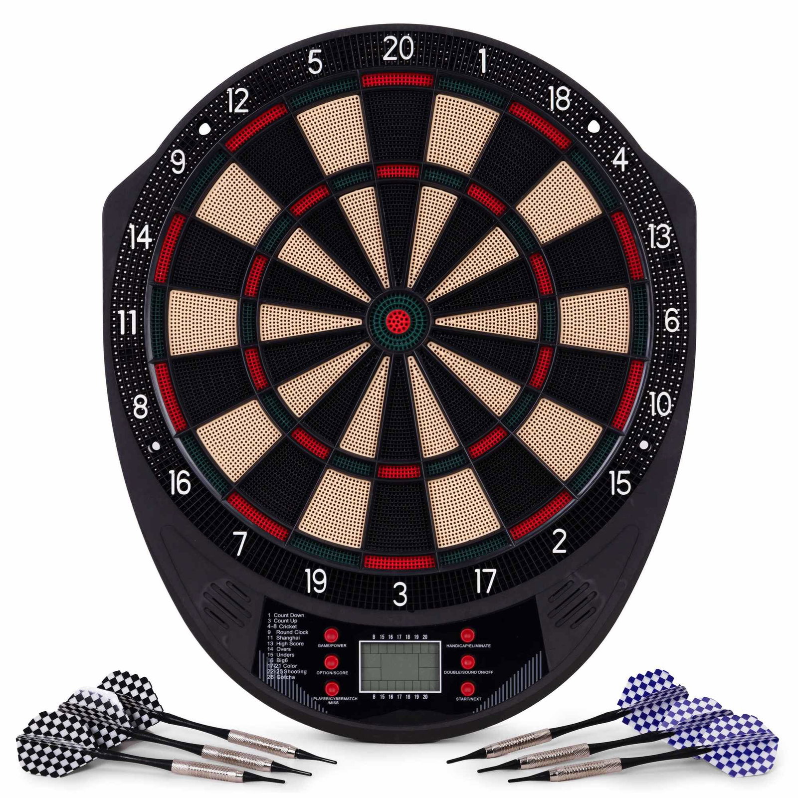 Elektronisk dartskivesæt – 26 spil, LCD-skærm, 6 dartpile