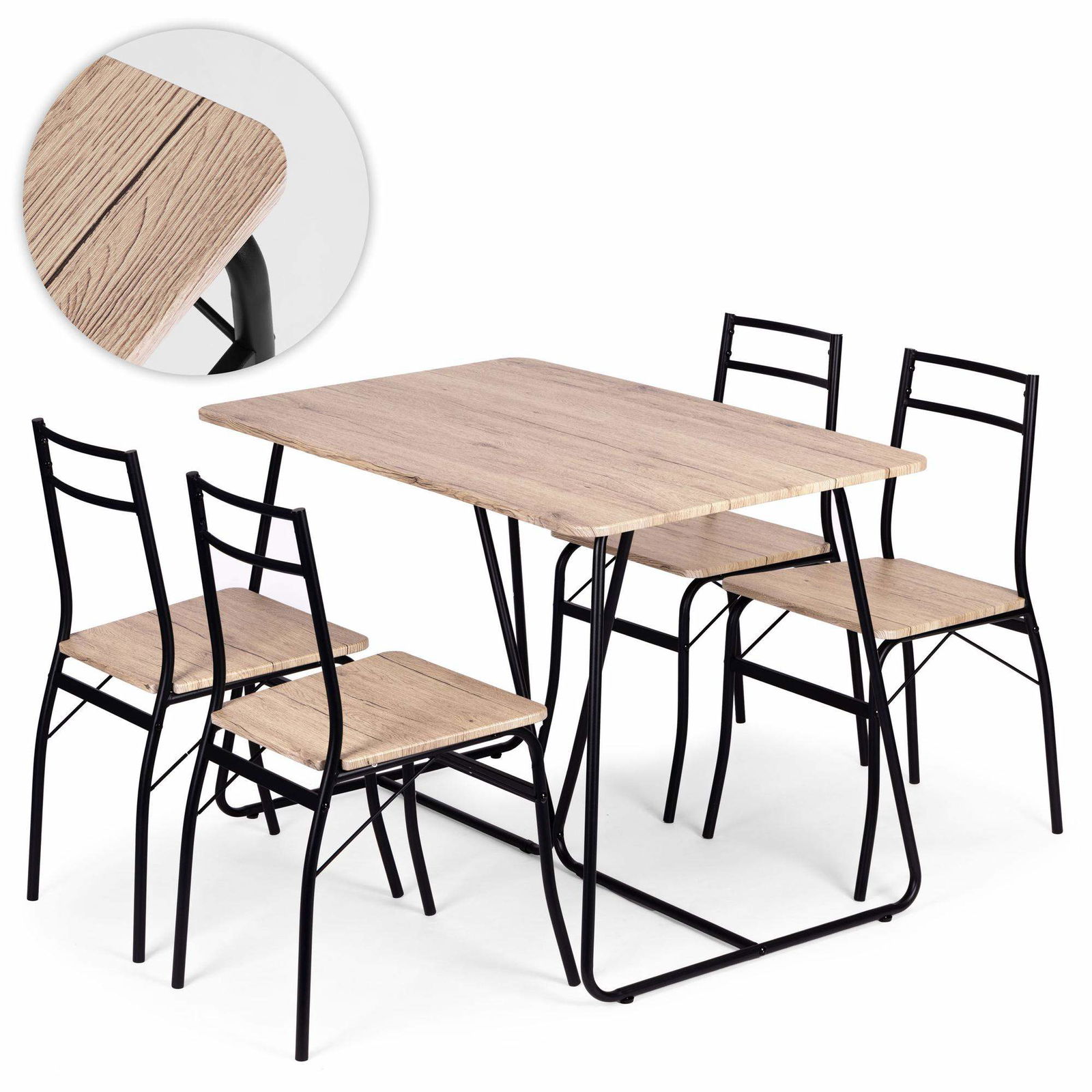 Matbordsset – MDF och stål, 4 stolar ingår | Hem & Hobby | Pryloteket