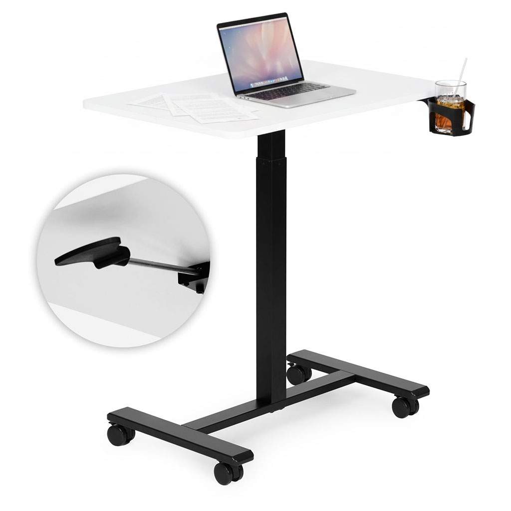 Mobilt, justerbart skrivebord med pneumatisk løft – 70x48 cm