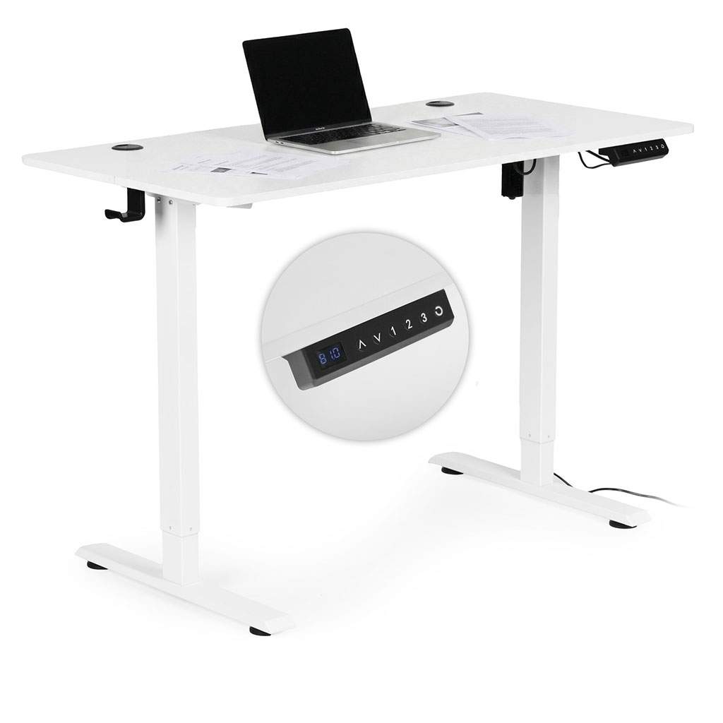 Elektrisk hæve-sænkebord 120x60 cm, justerbar højde, hvid