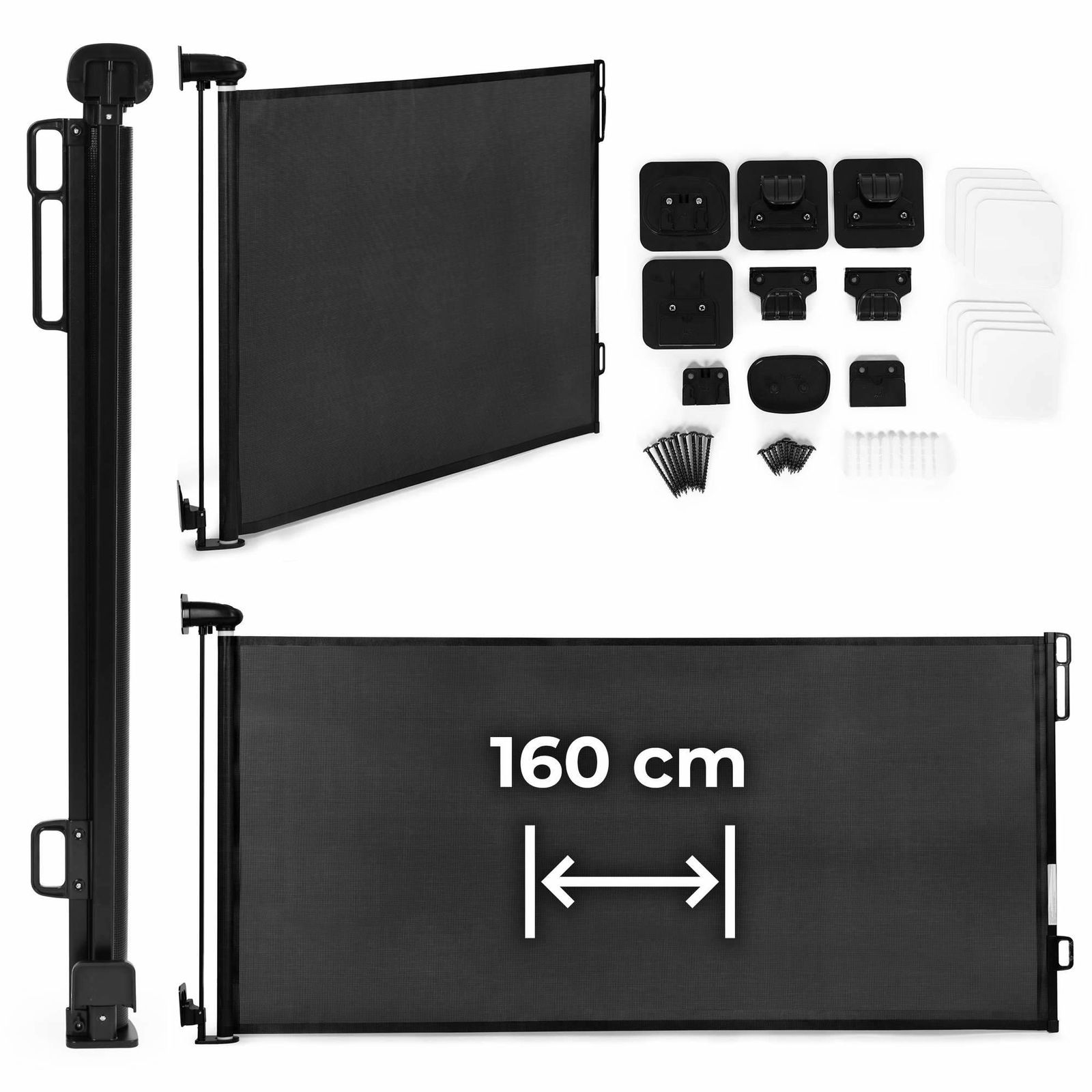 Udtrækkelig sikkerhedsgitter til trapper og døre, 160 cm sort