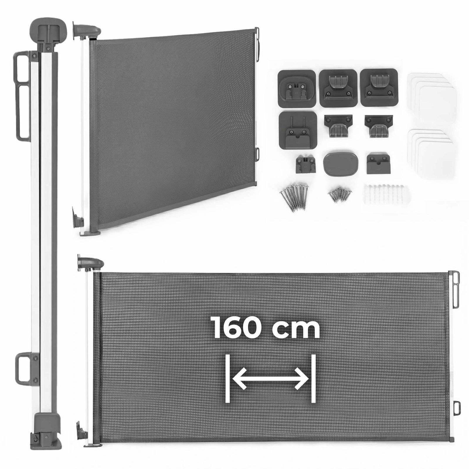 Udtrækkelig sikkerhedsgitter til trapper og døre, 160 cm grå