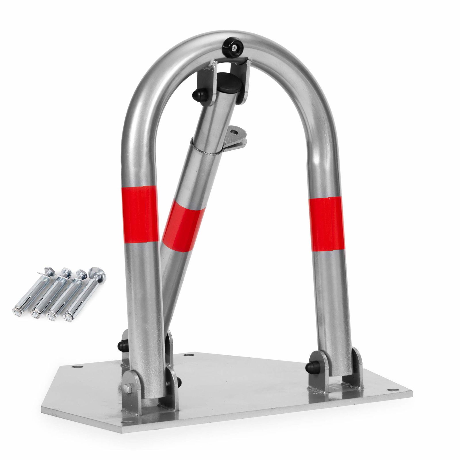 Hopfällbart parkeringslås i järn med hänglås och reflekterande ränder | Hem & Hobby | Pryloteket