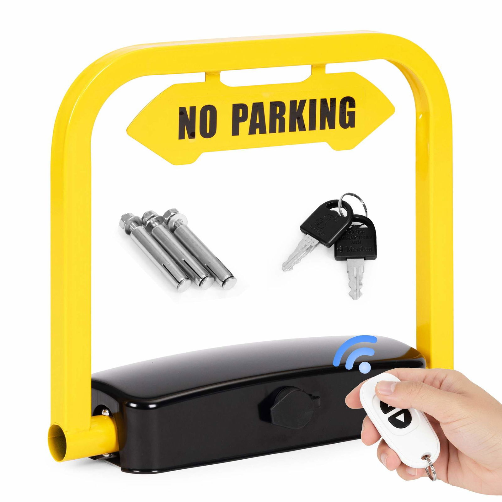 Parkeringslås med fjernbetjening, alarm, vandtæt – jern, 35 cm