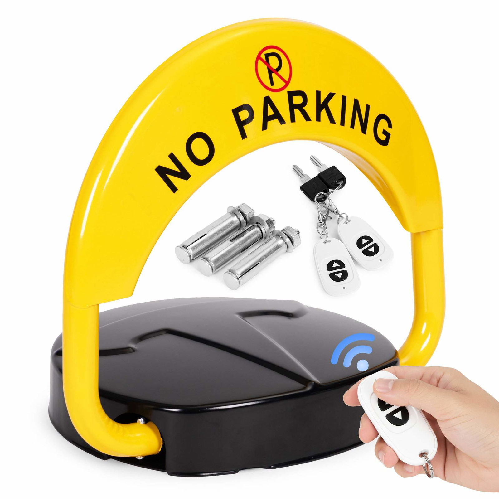 Sammenklappelig parkeringslås med fjernbetjening, alarm og jernkonstruktion