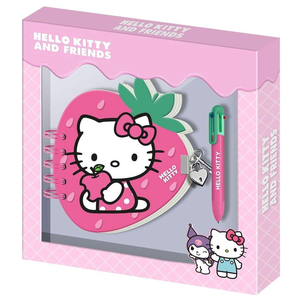 Hello Kitty och vänner jordgubbsdagbok + penna | Hem & Hobby | Pryloteket