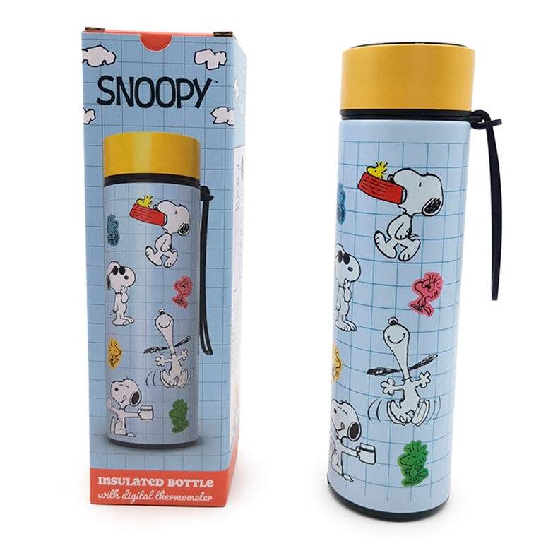 Peanuts Snoopy & Woodstock termokande i rustfrit stål med termometer 450ml
