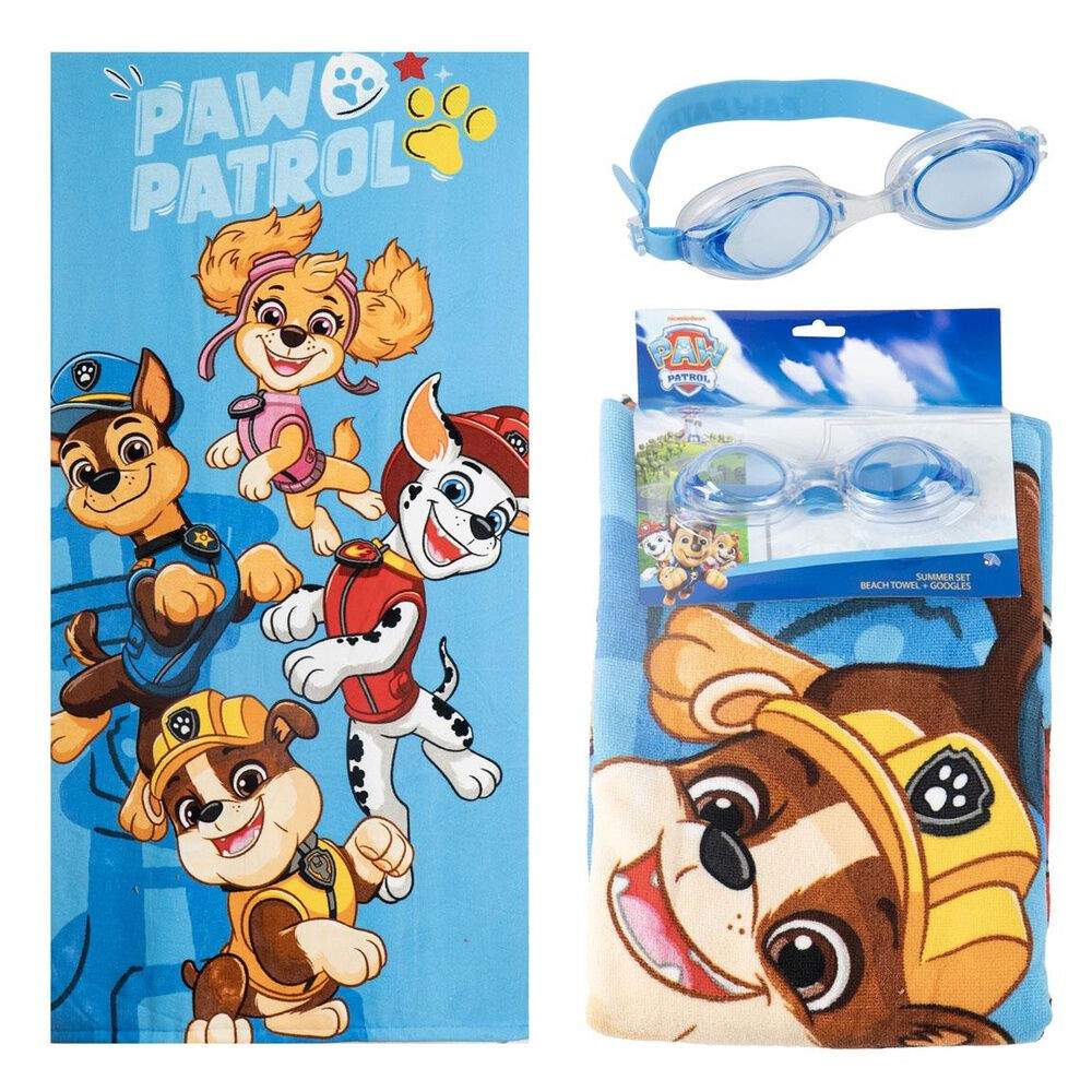 Paw Patrol håndklæde + svømmebriller sæt