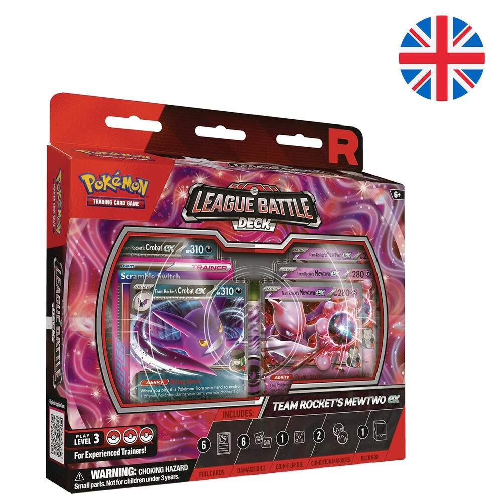 Engelsk Pokémon Rockets Mewtwo Ex League Battle Deck Blisterpakke med samlerkort