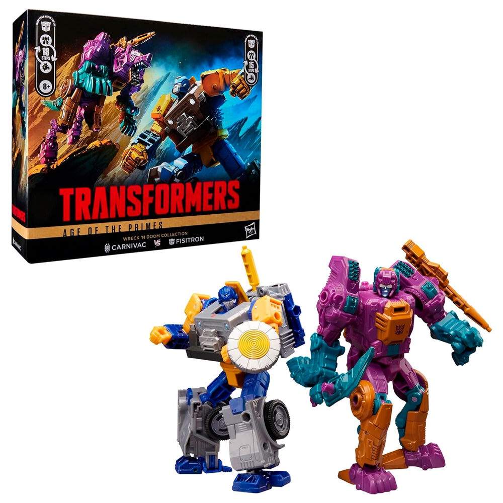 Transformers Age of the Primes Fisitron & Carnivac sæt 2 figurer 14 cm