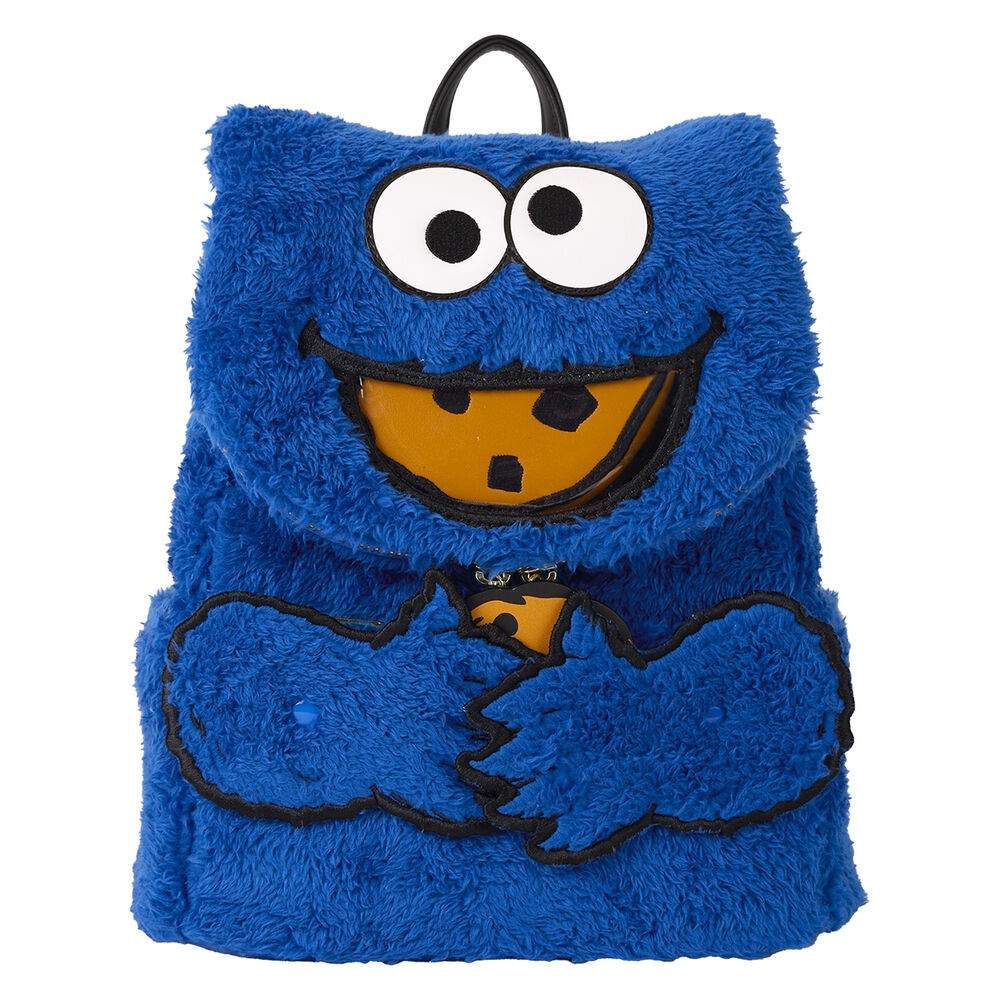 Loungefly Sesamgade Cookie Monster Plysrygsæk + taske