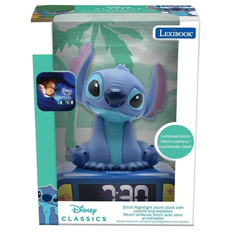 Disney Stitch digitalt 3D vækkeur med lys og lyd