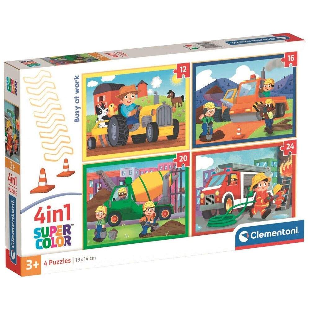 Travlt på arbejdet puslespil 12+16+20+24 brikker