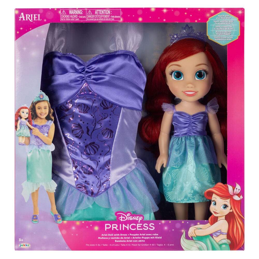 Disney Den Lille Havfrue Ariel dukke + kostume 38 cm