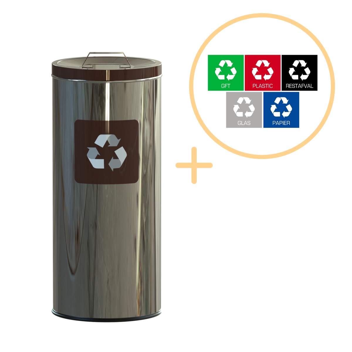 45L affaldsbeholder i rustfrit stål – brun, miljøvenlig genbrug