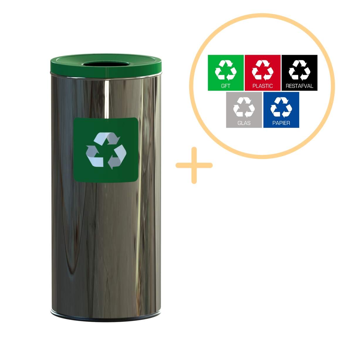 45L grøn affaldsbeholder i rustfrit stål – miljøvenlig genbrug