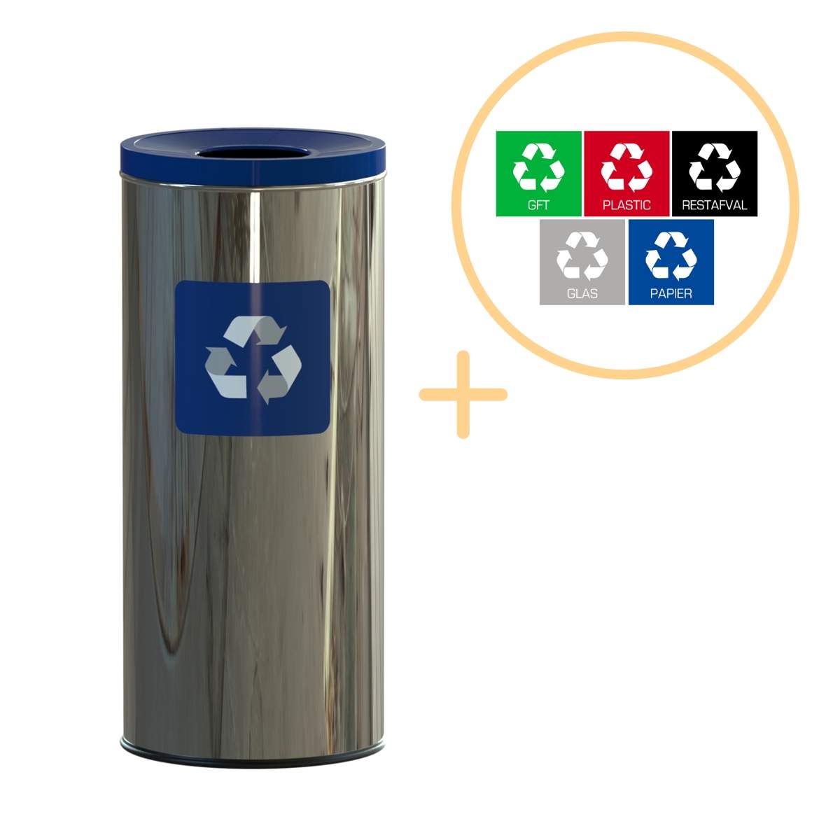 45L blå affaldsbeholder i rustfrit stål – miljøvenlig genbrug