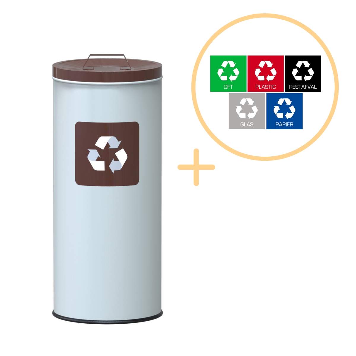 45L Eco stål genbrugsbeholder – brunt låg, lugtkontrol