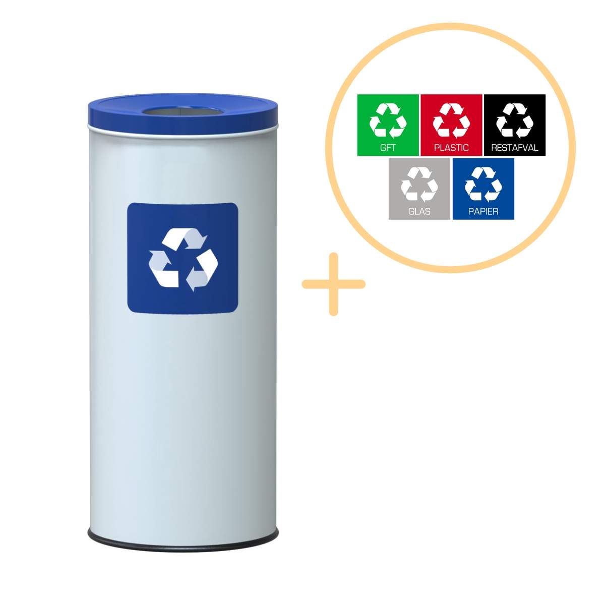 45L Eco stål genbrugsbeholder – blåt låg, holdbar og stilfuld