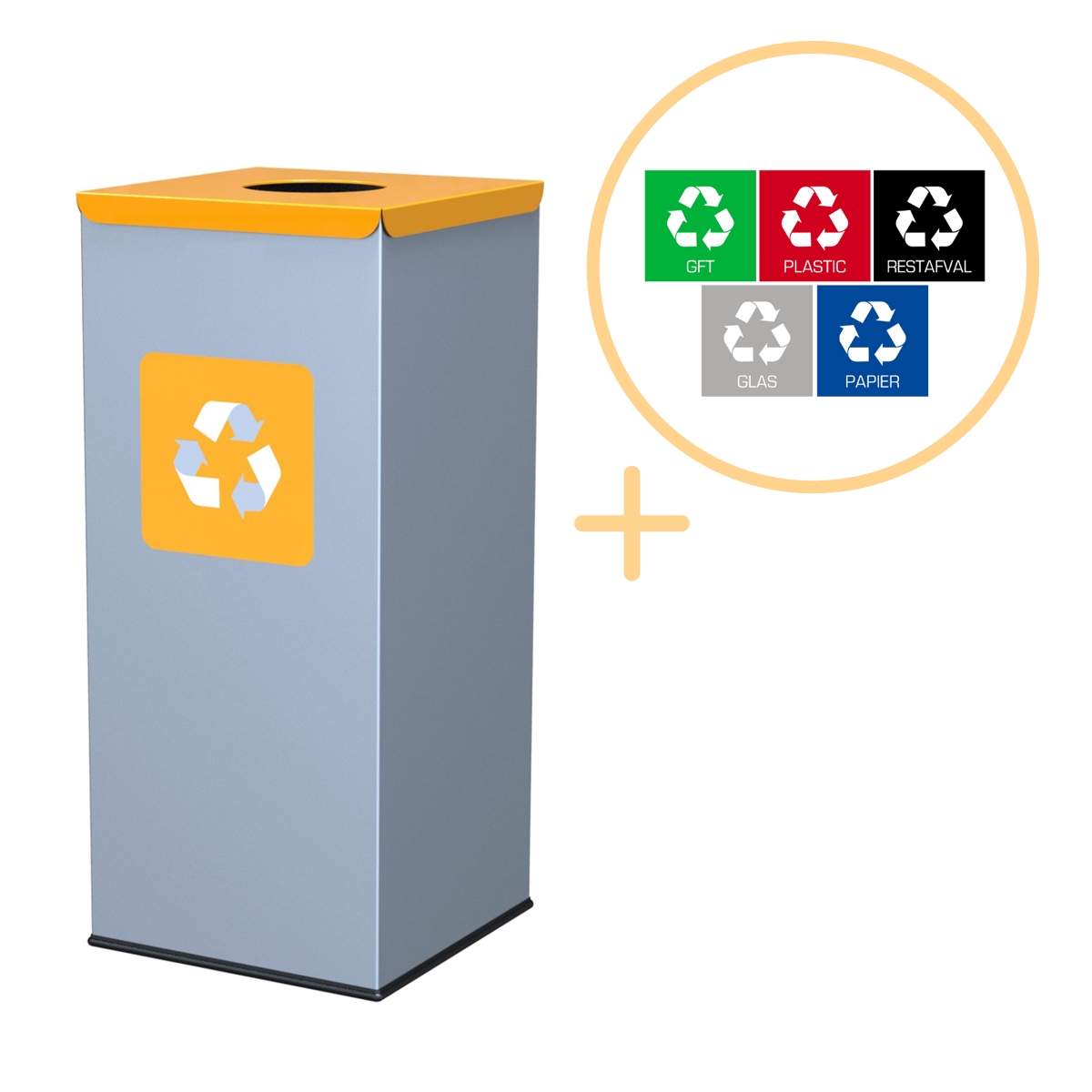 Gul 60L firkantet affaldsspand – miljøvenlig genbrug