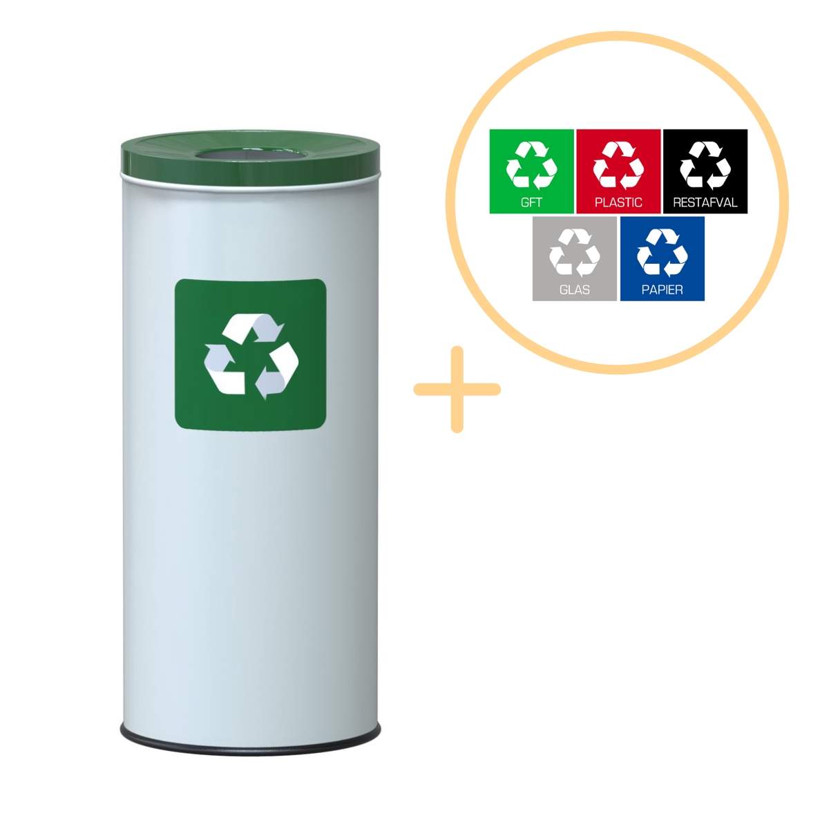 45L vit ekologisk återvinningsbehållare – slitstarkt stål, enkel avfallssortering | Hem & Hobby | Pryloteket