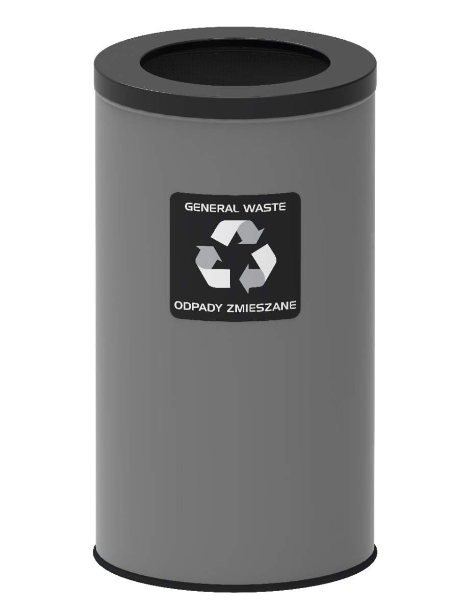 75L Eco genbrugsbeholder – Holdbar, sort stål