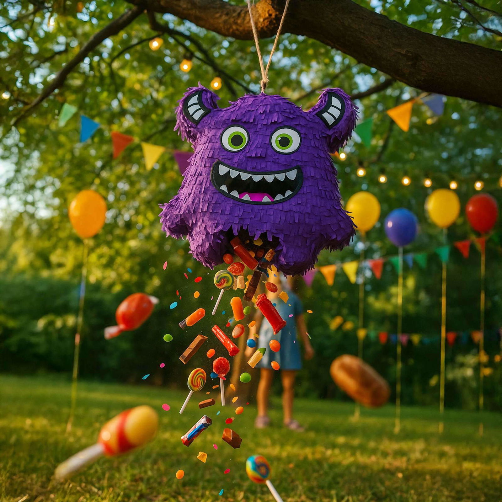 Monster Piñata-sæt med flagermus og maske – Festsjov for børn