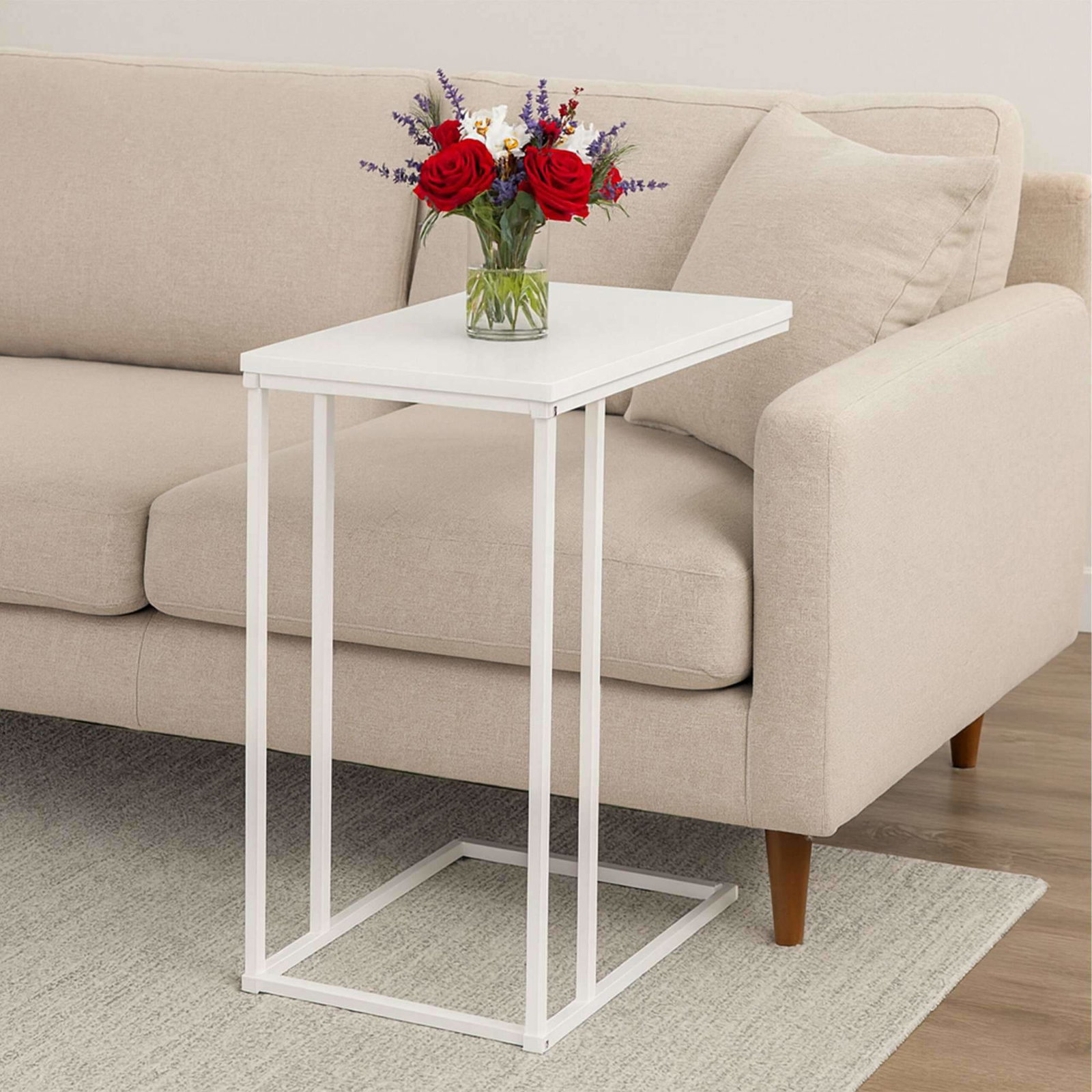 C-format sidobord – träeffektskiva, metallram | Hem & Hobby | Pryloteket