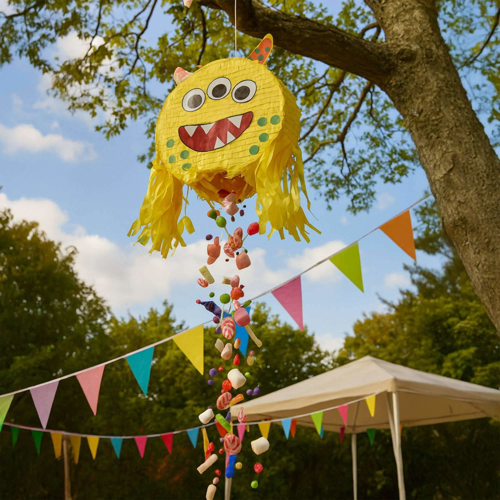 Monster Piñata-sæt – Inkluderer pind og maske til fester