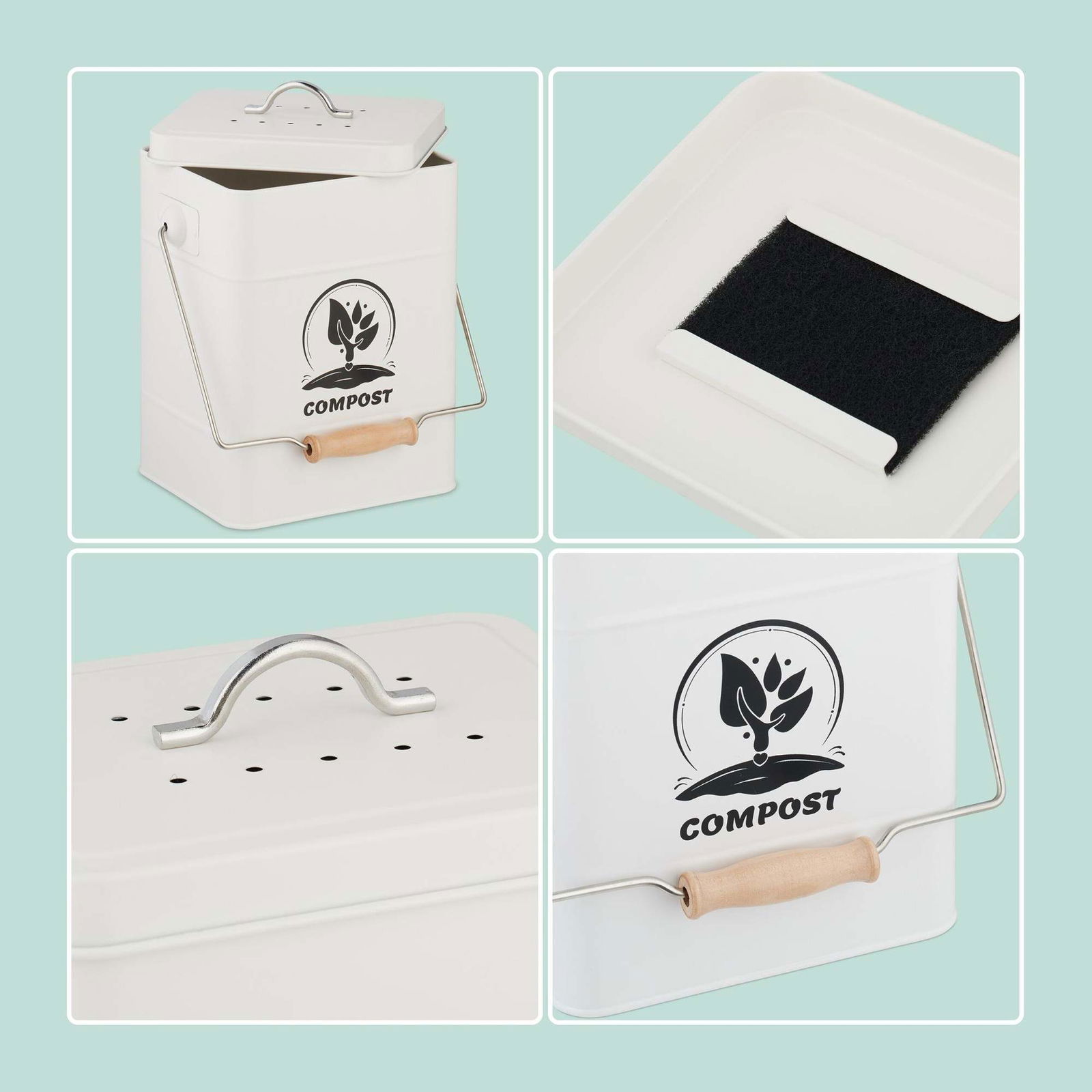 Kompostbeholder med lugtfilter – 6 liters kapacitet