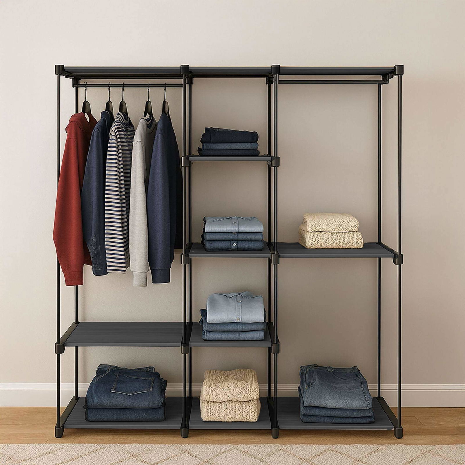 Åben garderobereol – Industriel stil, metal, fritstående