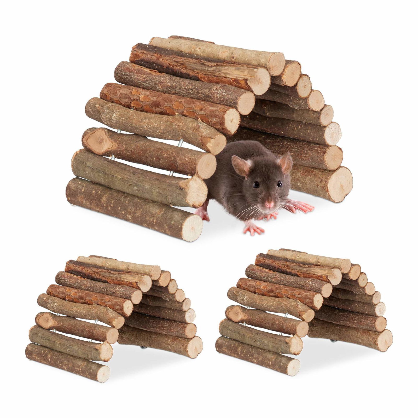 Set om 3 Rodent Bridge Wood 10 x 22 cm | Hem & Hobby - Husdjur | Pryloteket