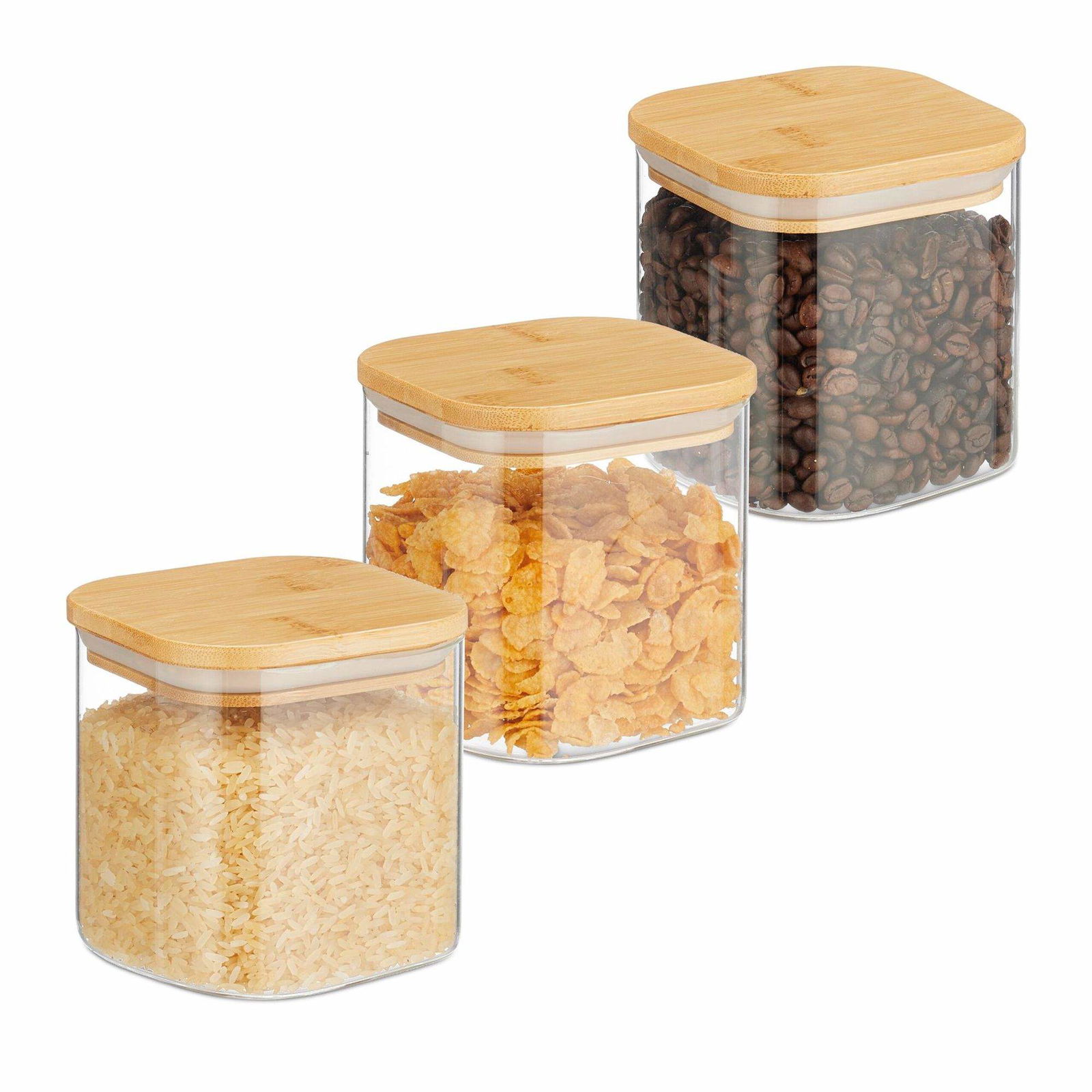 Set med 3 förvaringsburkar med lock 600 ml | Hem & Hobby - Hem & Hushåll - Kök - Köksförvaring - Förvaringsburkar | Pryloteket