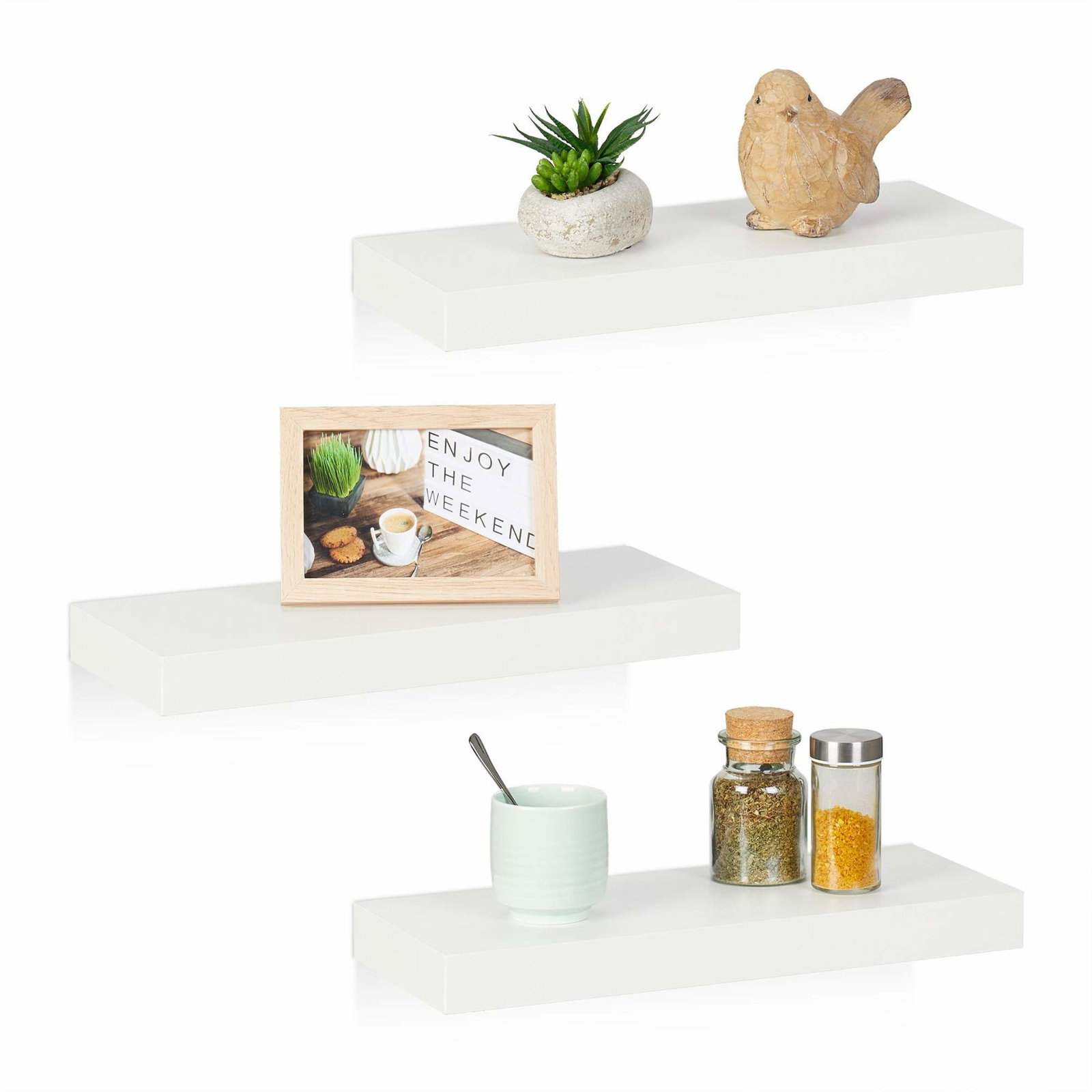 Set med 3 vita flytande vägghyllor | Hem & Hobby - Hem & Hushåll - Sovrum | Pryloteket