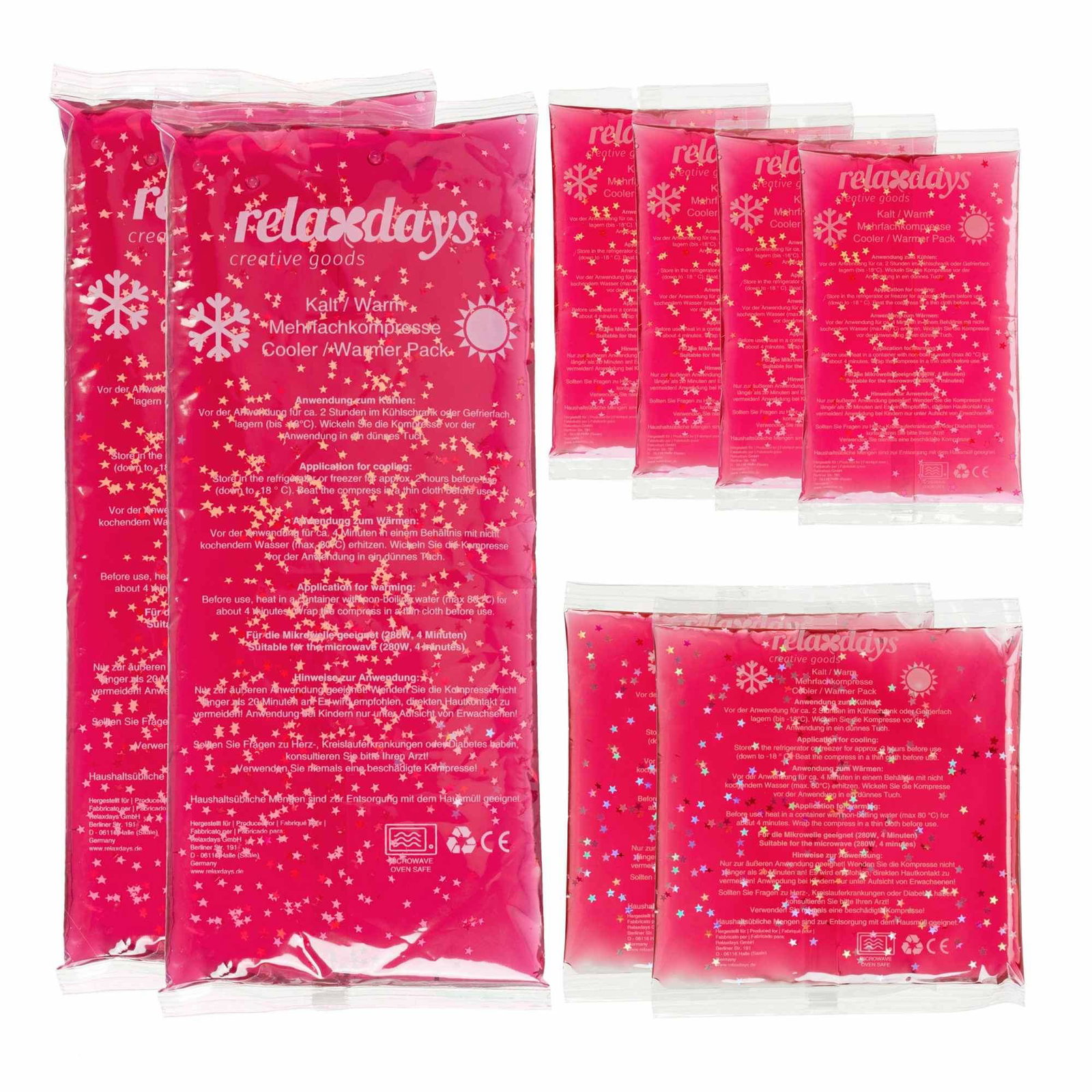 Pink kølepuder i sæt med 8 stk