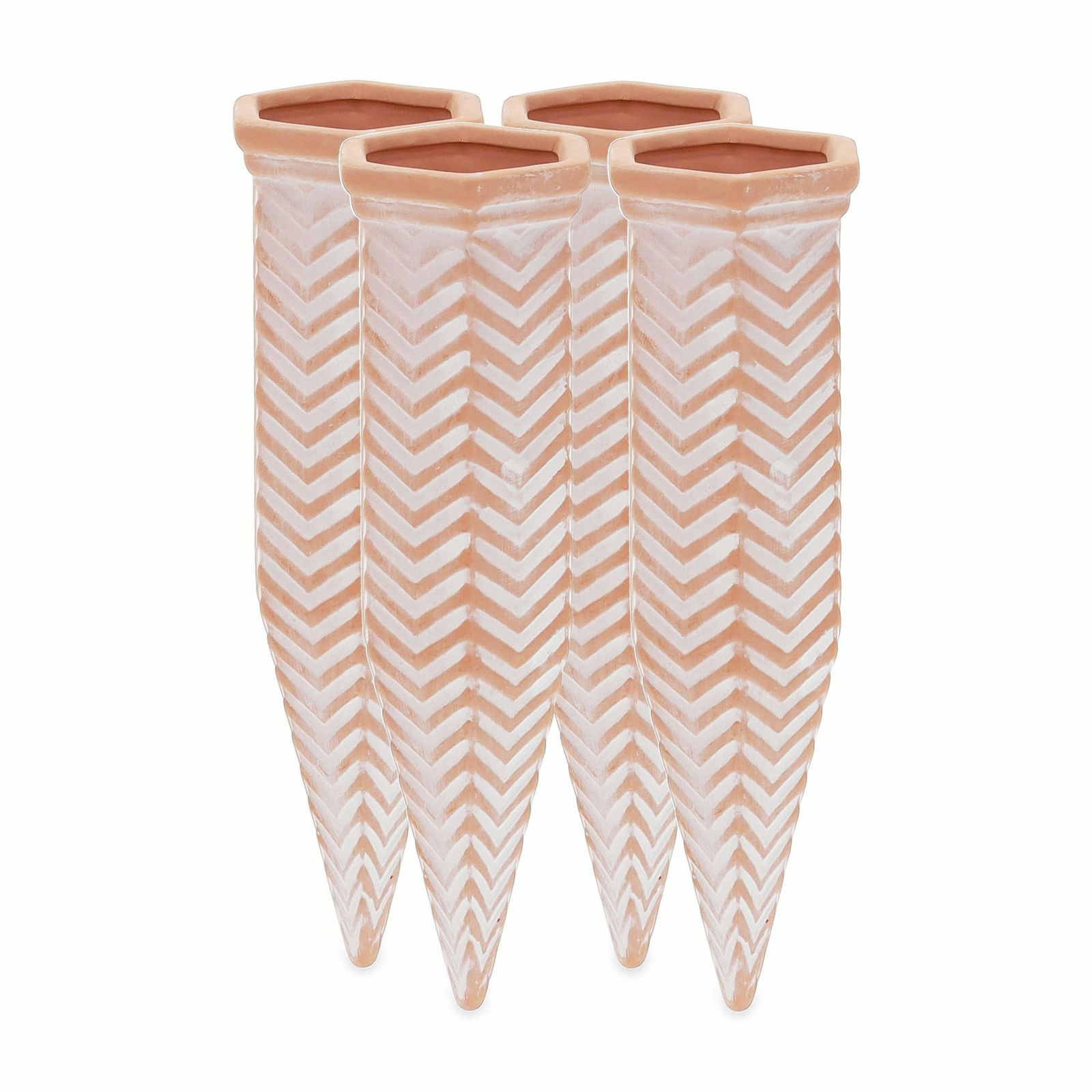 Sæt med 4 Clay Watering Spikes Zig-Zag