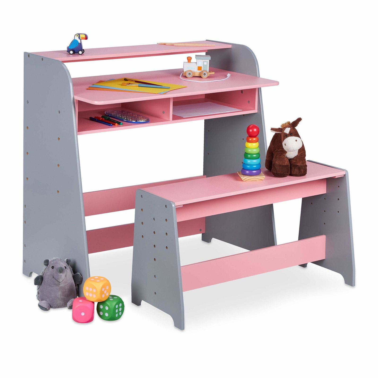 Højdejusterbart bord og bænk til børn