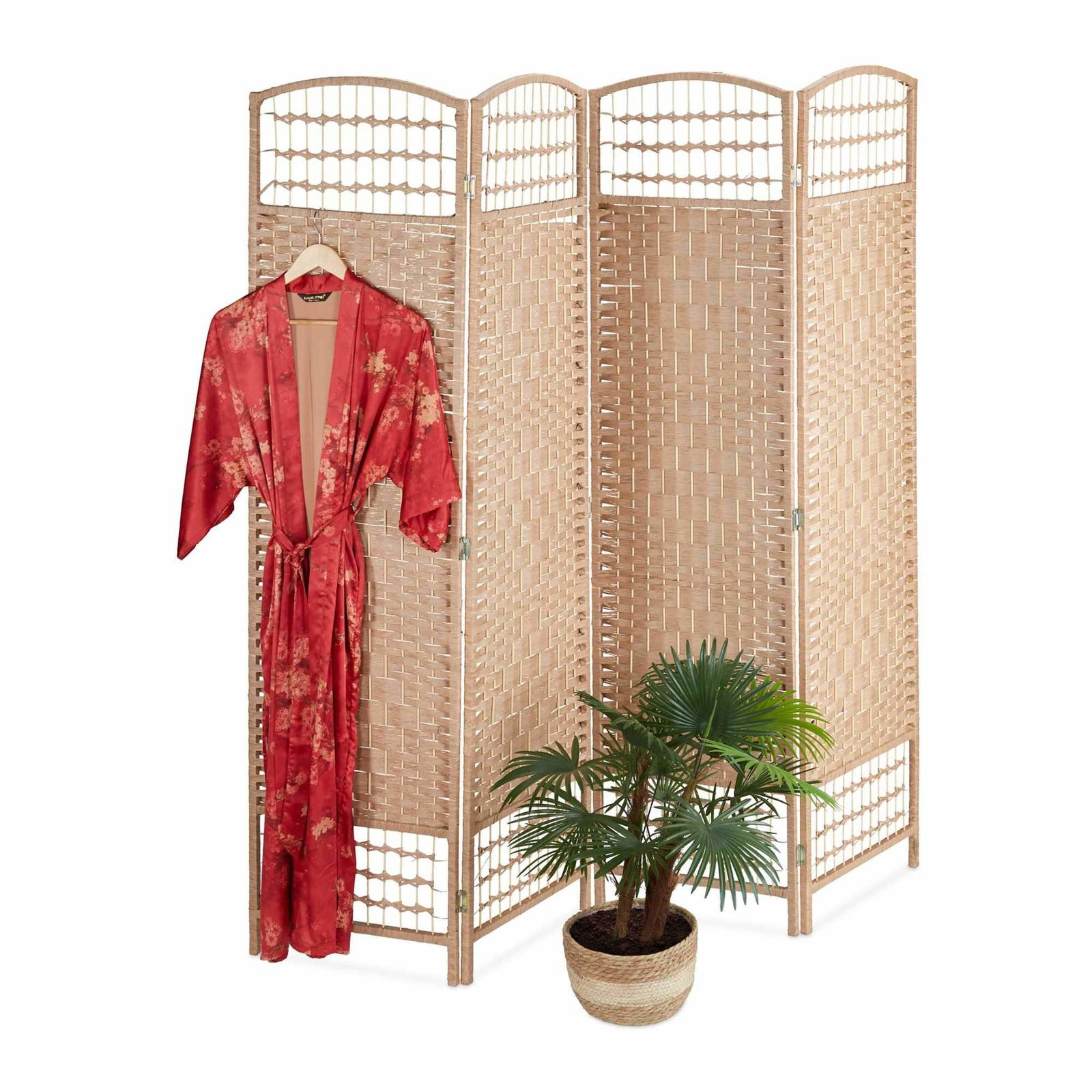 4-panels vikskärm i naturlig färg | Hem & Hobby - Hem & Hushåll - Sovrum | Pryloteket