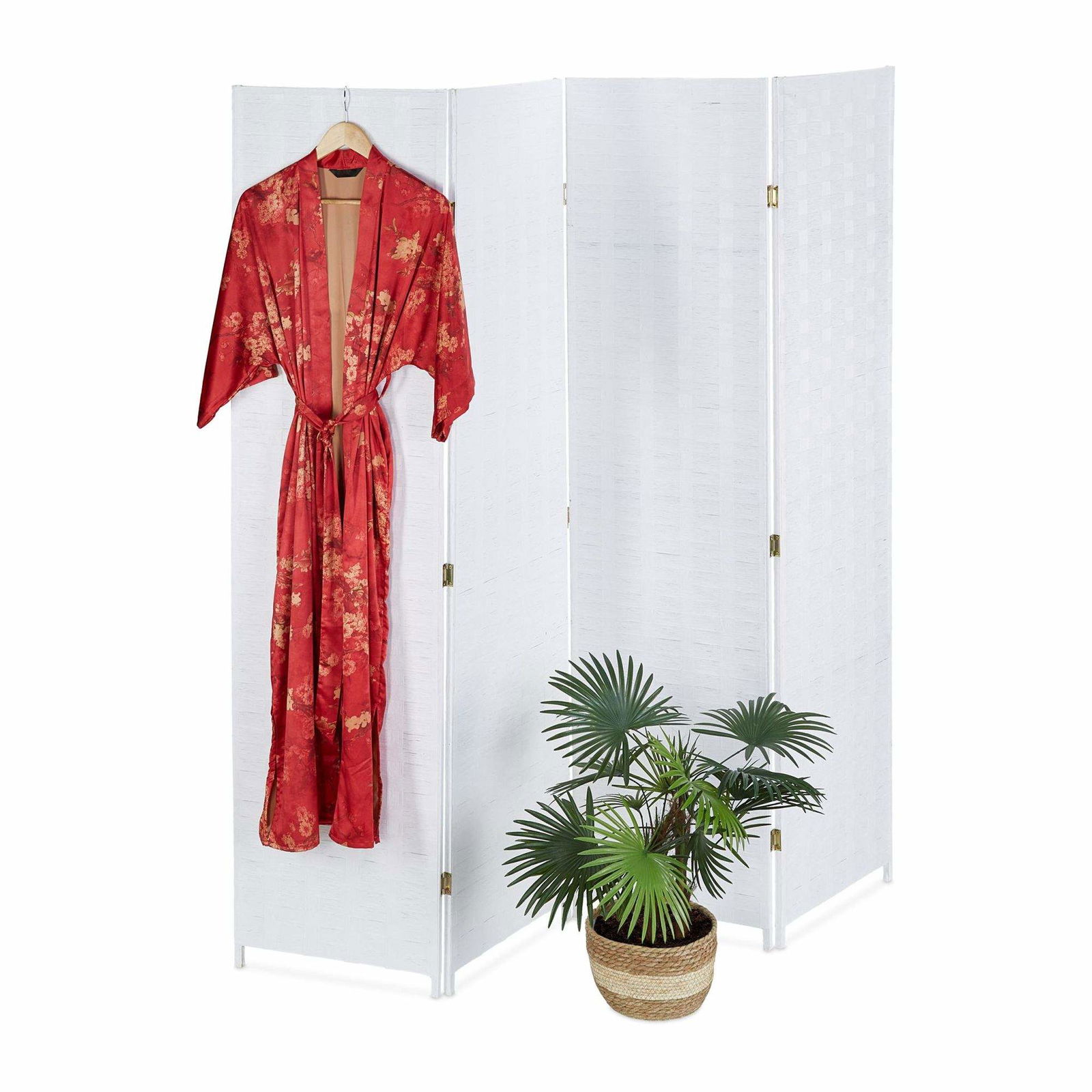 4-panel foldeskærm i hvid