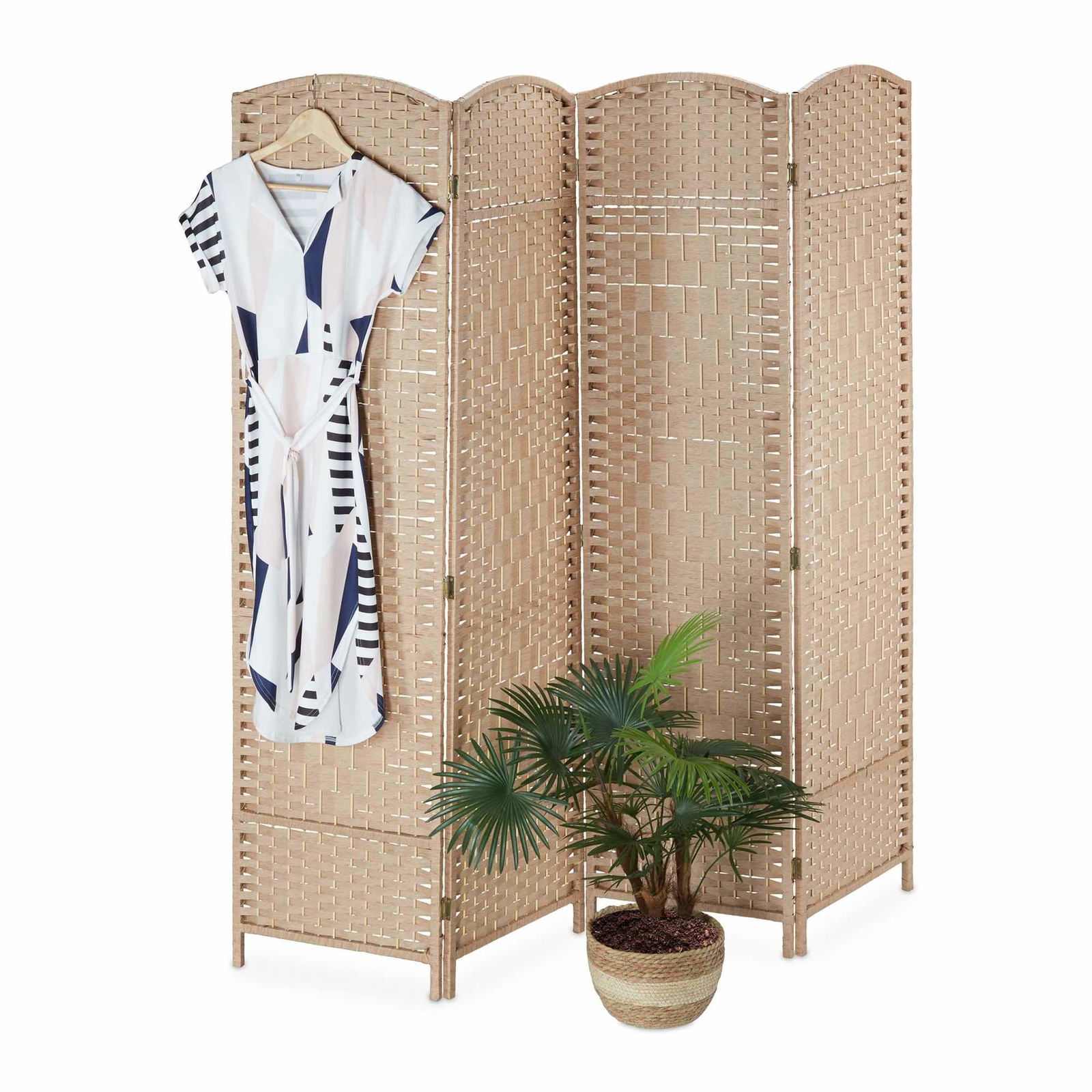 4-panel foldeskærm i naturlig farve