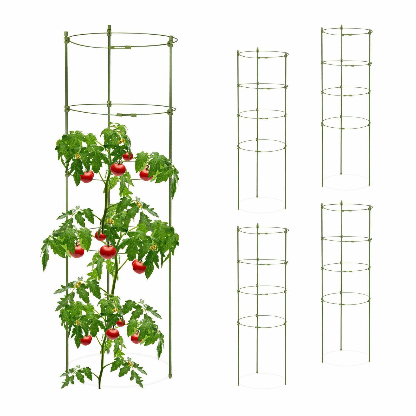 Sæt med 5 runde tomatespalier, 90 cm