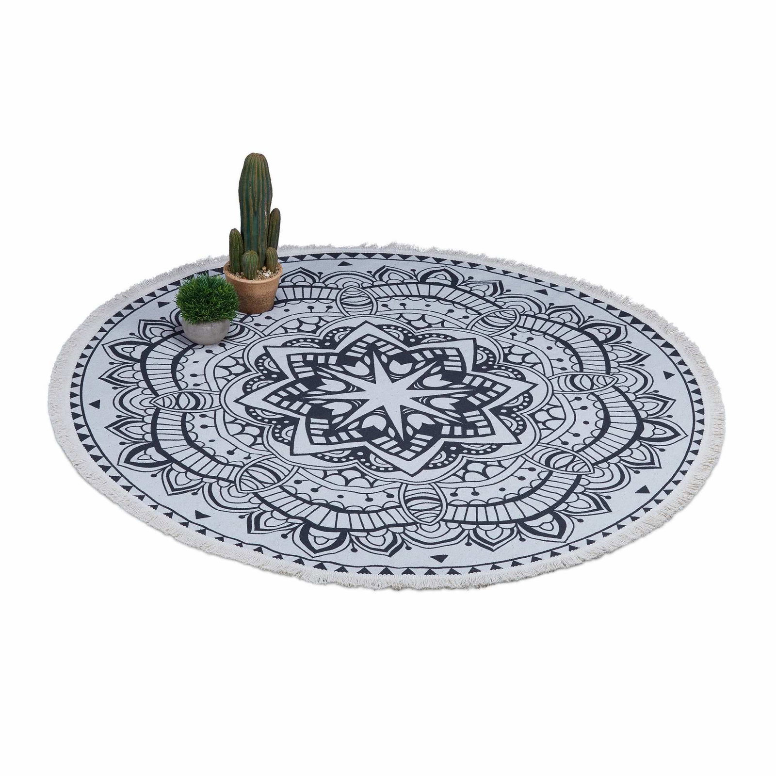 Rundt tæppe med mandala design