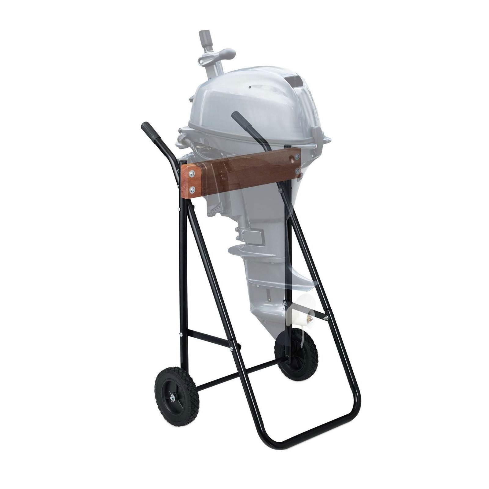 Påhængsmotorstativ Stål og træ