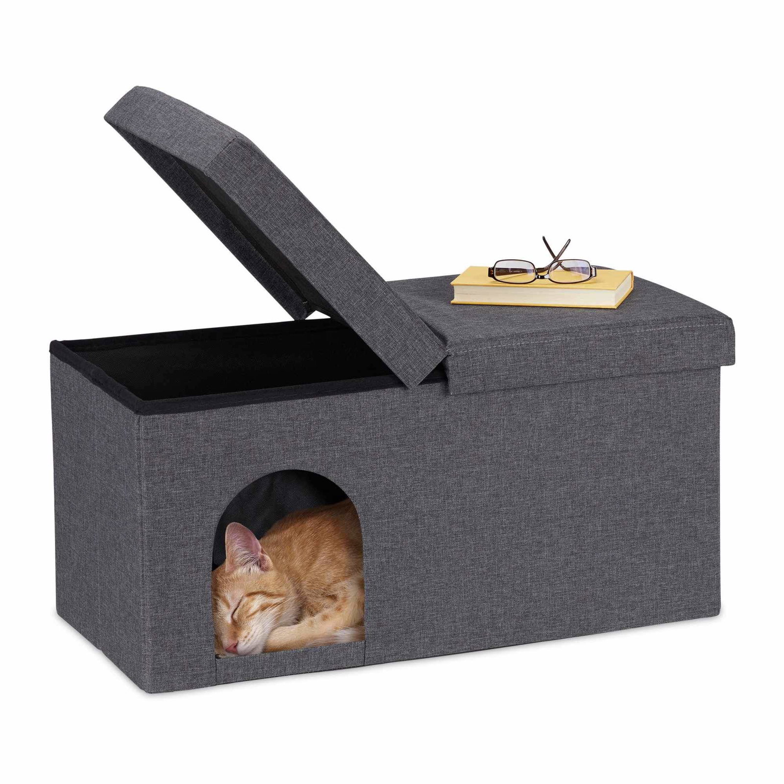Kattgrotta i grått med lock | Hem & Hobby - Husdjur | Pryloteket
