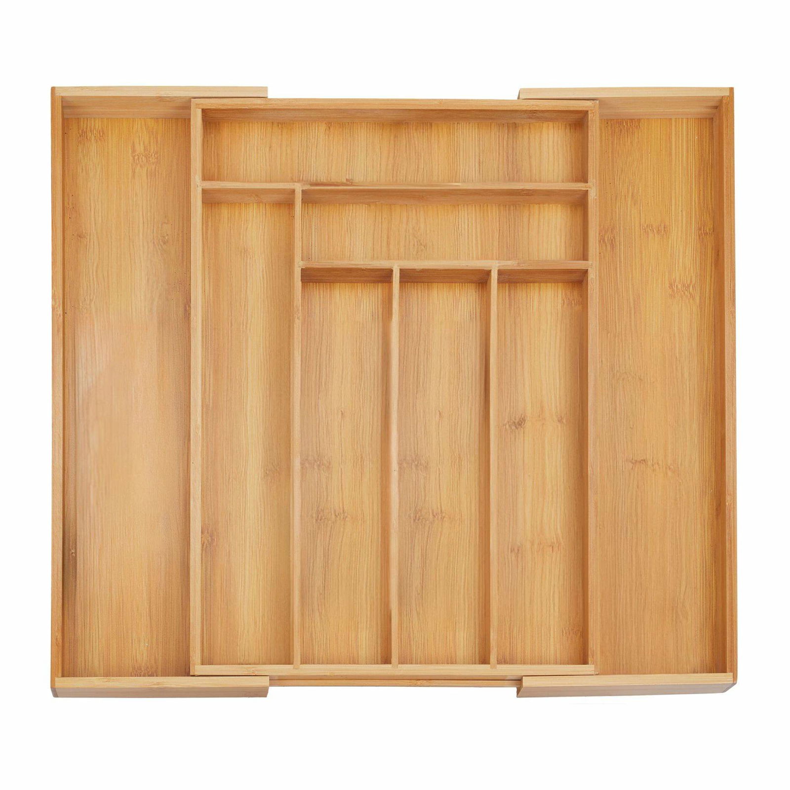 Udtrækkelig bambus bestikbakke