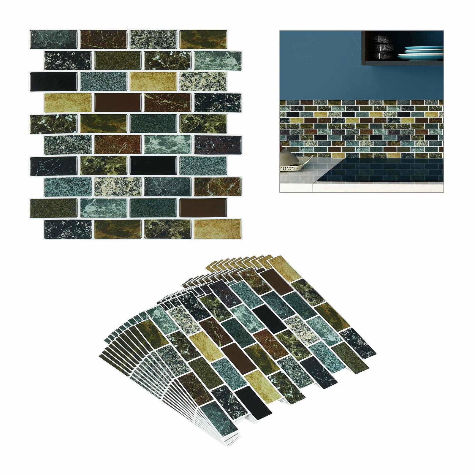 Sæt med 10 flisesten vægklistermærker