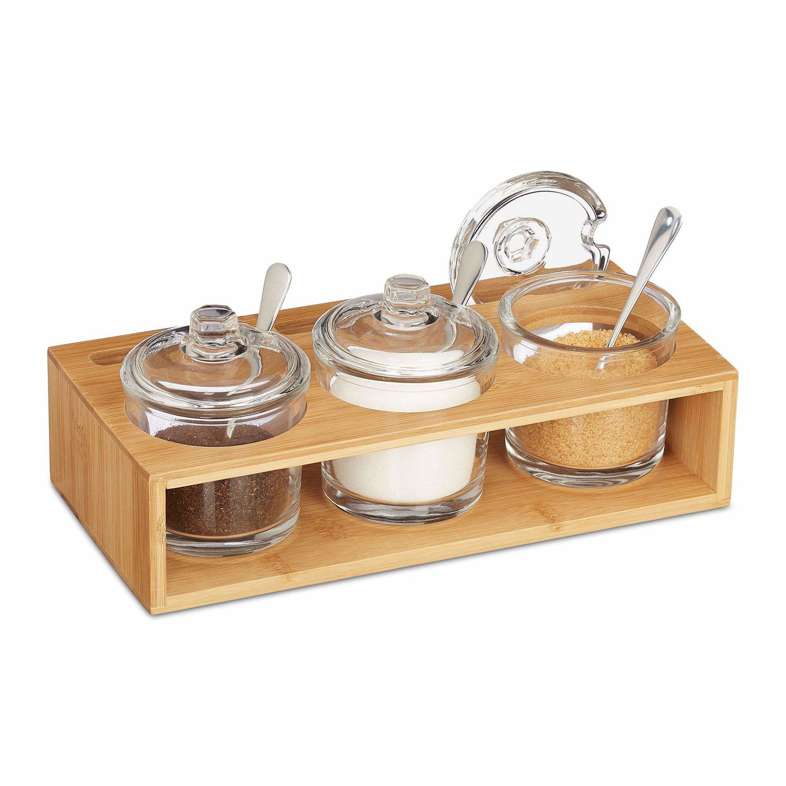 Set med 3 kryddburkar med bambuhållare | Hem & Hobby - Hem & Hushåll - Kök - Köksförvaring - Kryddförvaring - Kryddställ | Pryloteket